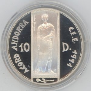 Andorra 10 Diners 1991 Union douanière Saint George (Fdc) en argent