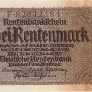 Germany 2 Rentenmark 1937 Neuf