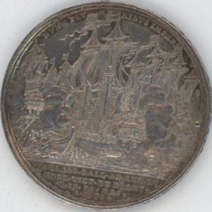 Médaille 1692 Angleterre William III Bataille Navale Cap de la Hague / Battle of La Hougue (vz) en argent