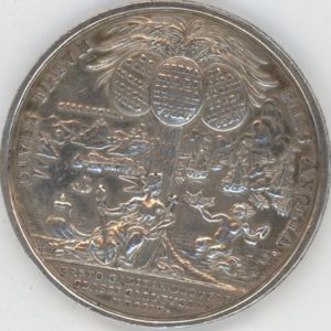 Médaille 1704 Grande-Bretagne G. Hautsch Victoire des Anglais à Donauwerth et Hochstadt (ss) en argent