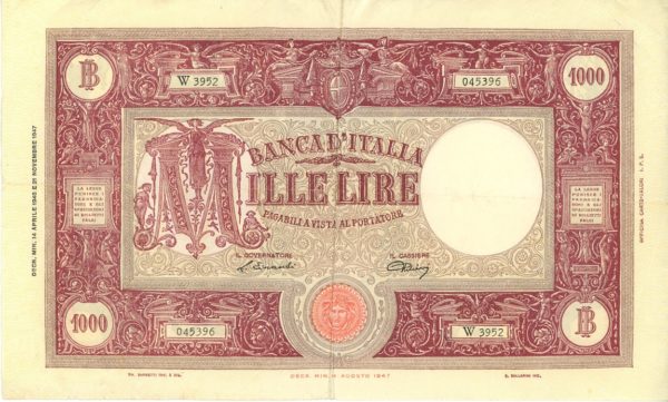 Italie 1000 Lire 1948 "Grande M"
