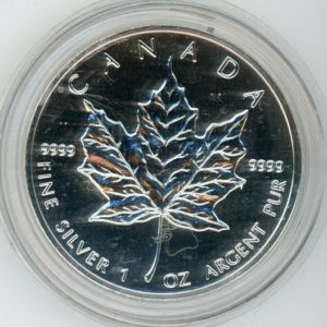 Canada Maple Leaf 5 Dollars 1991 1 OZ Fine Silver 9999 (unz)