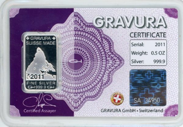 Lingot 1/2 OZ Fine Silver 999,9 Gravura