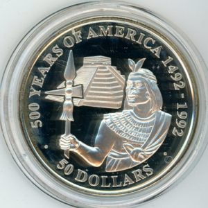 Cook Islands 50 Dollars 1990 Inca prince (stgl) en argent