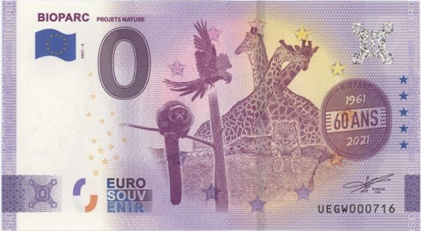 0 Euro Souvenir France Bioparc Projets Nature 2021-3 Neuf