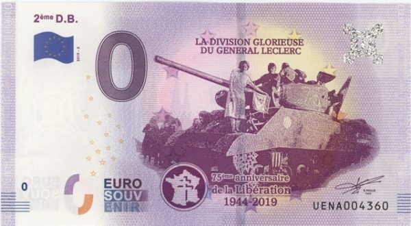 0 Euro Souvenir France 2ème D.D. La Division Glorieuse du General Leclerc 2019-2 Neuf