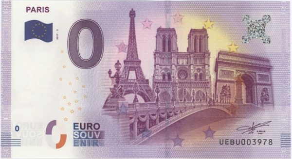 0 Euro Souvenir France Paris 2017-3 Neuf