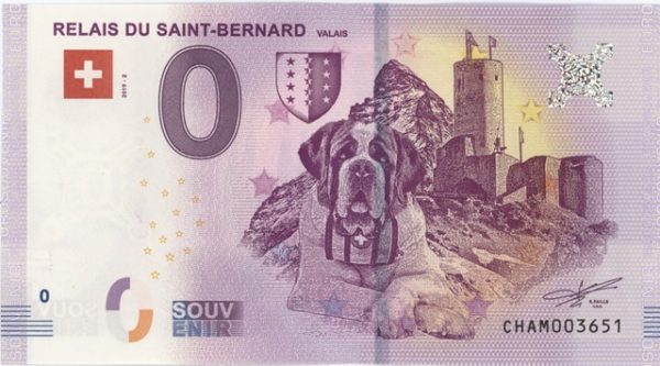 0 Euro Souvenir Suisse Relais du Saint-Bernard Valais 2019 – 2 Neuf