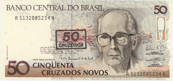Brésil 50 Cruzeiros sur 50 Cruzados Novos ND (1990) Neuf