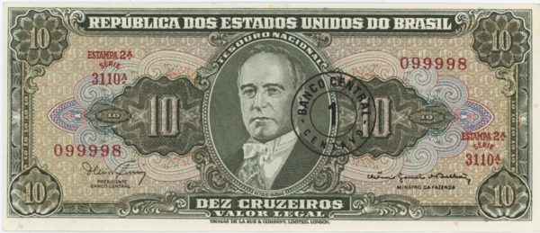 Brésil 1 Centavos sur 10 Cruzeiros ND (1966-67) Neuf