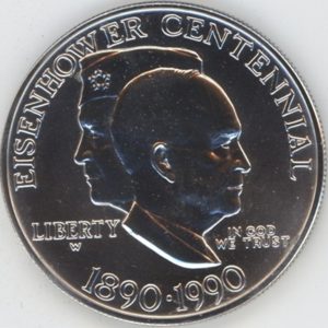 USA 1 Dollar 1990 W Centenaire de la Naissance Eisenhower (vz) en argent