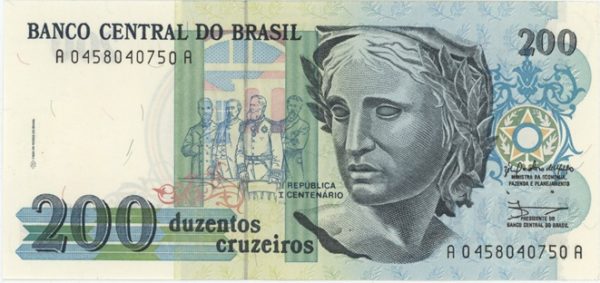 Brésil 200 Cruzeiros ND 1989 Neuf