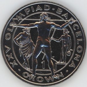 Gibraltar 1 Crown 1991 Jeux olympiques Barcelone (vz)