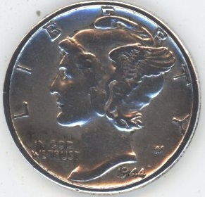 USA Mercury Dime 1944 (ss) en argent