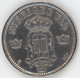 Suède 25 Öre 1907 Oscar II (vz) en argent