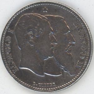 Belgique 2 Francs 1880 Leopold I et Leopold II (ss) en argent