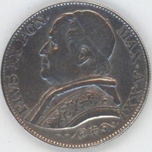 Vatican 2 Lire 1866 R Pius IX (ss+) en argent
