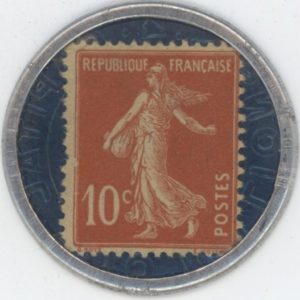 France Timbre Monnaie Société Générale Capital 500 Millions 10 centimes rouge (vz)