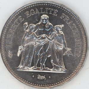 France 50 Francs Hercule 1975 (vz) en argent