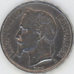 France 5 Francs 1870 A Napoléon III (ss) en argent