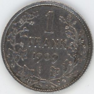 Belgique 1 Franc 1909 FL. Léopold II (ss) en argent