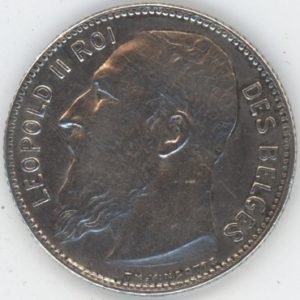 Belgique 1 Franc 1909 FR Léopold II (ss) en argent