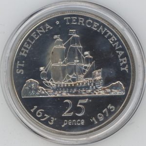St-Helena 25 Pence 1973 Tricentenaire de Saint-Hélène (unz) en argent
