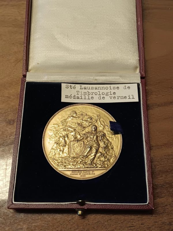 Médaille Sté Lausannoise de Timbrologie 1938 (vz-unz) en argent vermeil