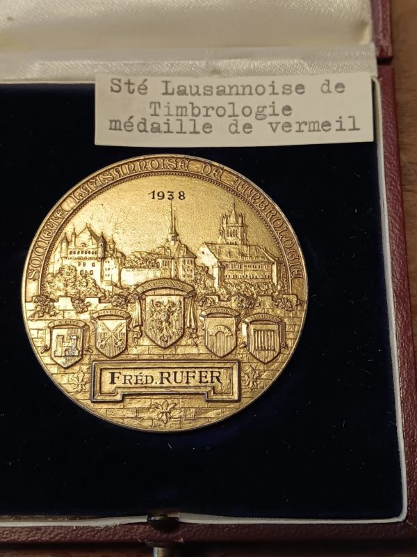 Médaille Sté Lausannoise de Timbrologie 1938 (vz-unz) en argent vermeil – Image 2