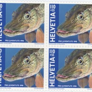 Timbres Bloc de quatre Pro Juventute 1998 "Brochet" Neuf