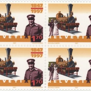Timbres Bloc de quatre 1997 150 ann. des Chemins de Fer Suisse Spanisch-Brötli-Bahn Neuf