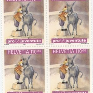 Timbres Bloc de quatre Pro Juventute 1999 Timbre de Noël Nicolo et son âne Neuf