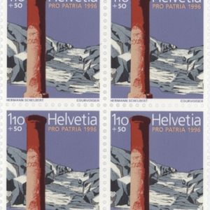 Timbres Bloc de quatre Pro Patria 1999 Biens culturels et paysages St. Bernard Valais Voie Romaines Neuf