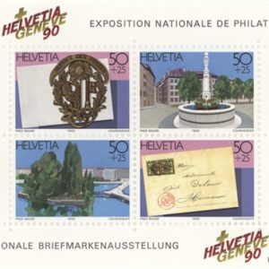 Timbres Bloc de quatre 1990 Exposition Nationale de Philatélie Genève Neuf