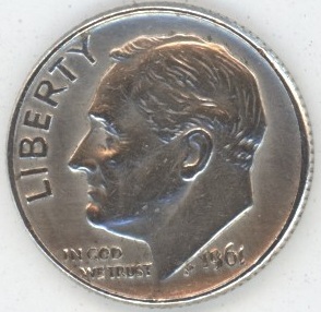 USA Roosevelt Dime 1961 D (ss) en argent