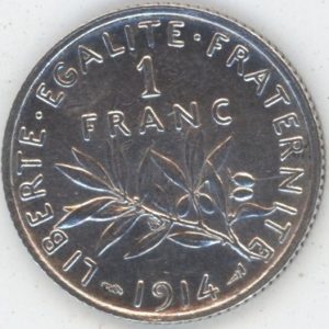 France 1 Franc 1914 Semeuse (ss-vz) en argent