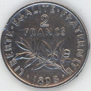 France 2 Francs 1898 Semeuse (s-ss) en argent