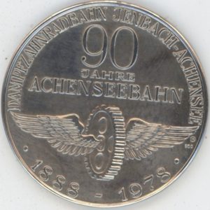 Médaille 90 Jahre Achenseebahn 1888-1978 (vz-unz) en argent