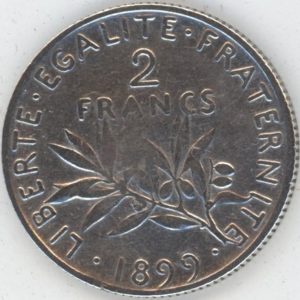 France 2 Francs 1899 Semeuse (s) en argent