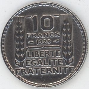 France 10 Francs 1929 Turin (ss) en argent