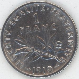 France 1 Franc 1910 Semeuse (s-ss) en argent