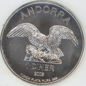 Andorra 1 Diner 2008 (unz) 1 oz en argent 999
