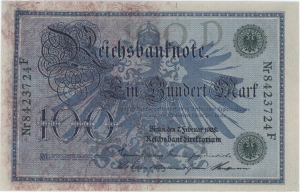 Germany Reichsbanknote 100 Mark 1908 – Image 2