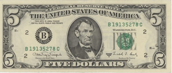 USA 5 Dollars 1988