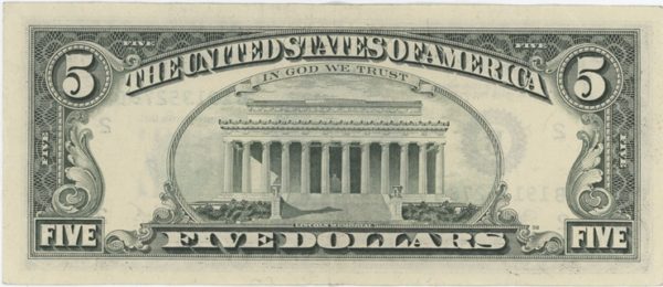 USA 5 Dollars 1988 – Image 2