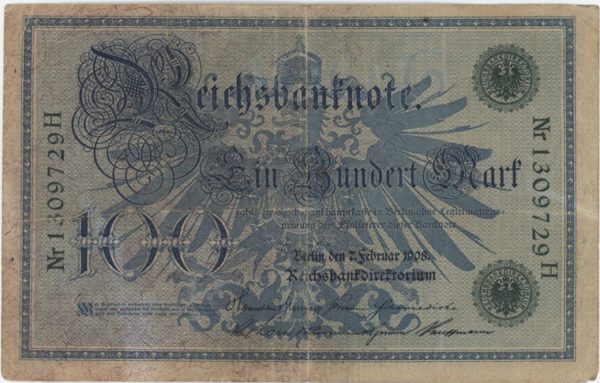 Germany Reichsbanknote 100 Mark 1908 – Image 2