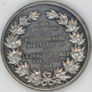 Médaille de Tir 1863 Eidgenössische Schützenfest La Chaux de Fonds (ss-vz)
