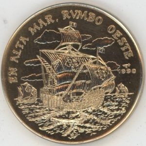Cuba 1 Peso 1990 Voiles vers l'ouest en haute mer (unz)