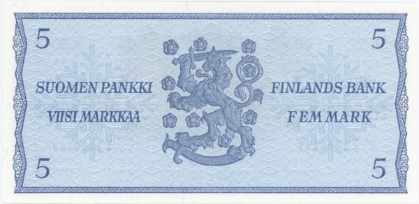 Finlande 5 Markkaa 1963 Neuf – Image 2