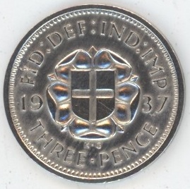 Grande-Bretagne 3 pence George VI type rose des Tudor (vz) en argent